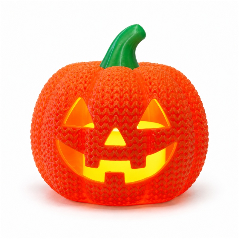 Abóbora Jack-o' lanterna com textura de tricô